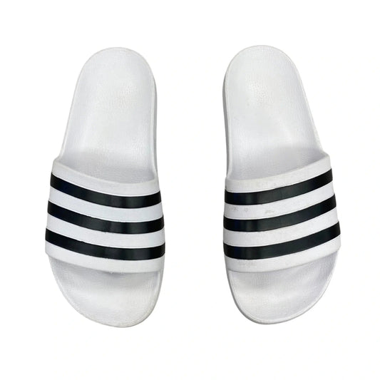 Sandals Flats By Adidas In Black & White, Size: 7