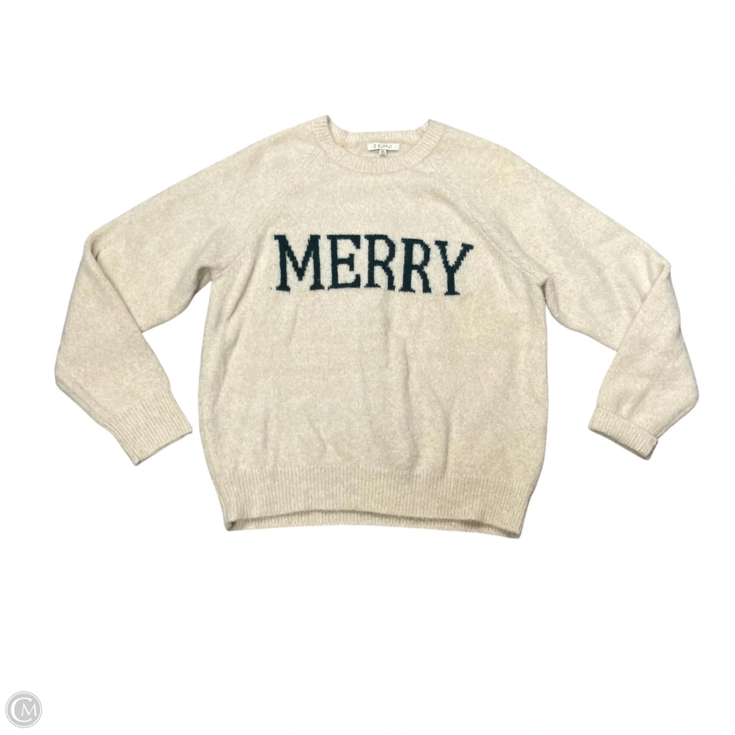 Sweater By Z Supply In Cream & Green, Size: Xs