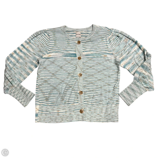 Sweater Cardigan By Nic + Zoe In Blue & Tan, Size: M