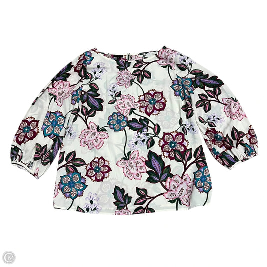 Top Long Sleeve By Talbots In Cream & Purple, Size: M