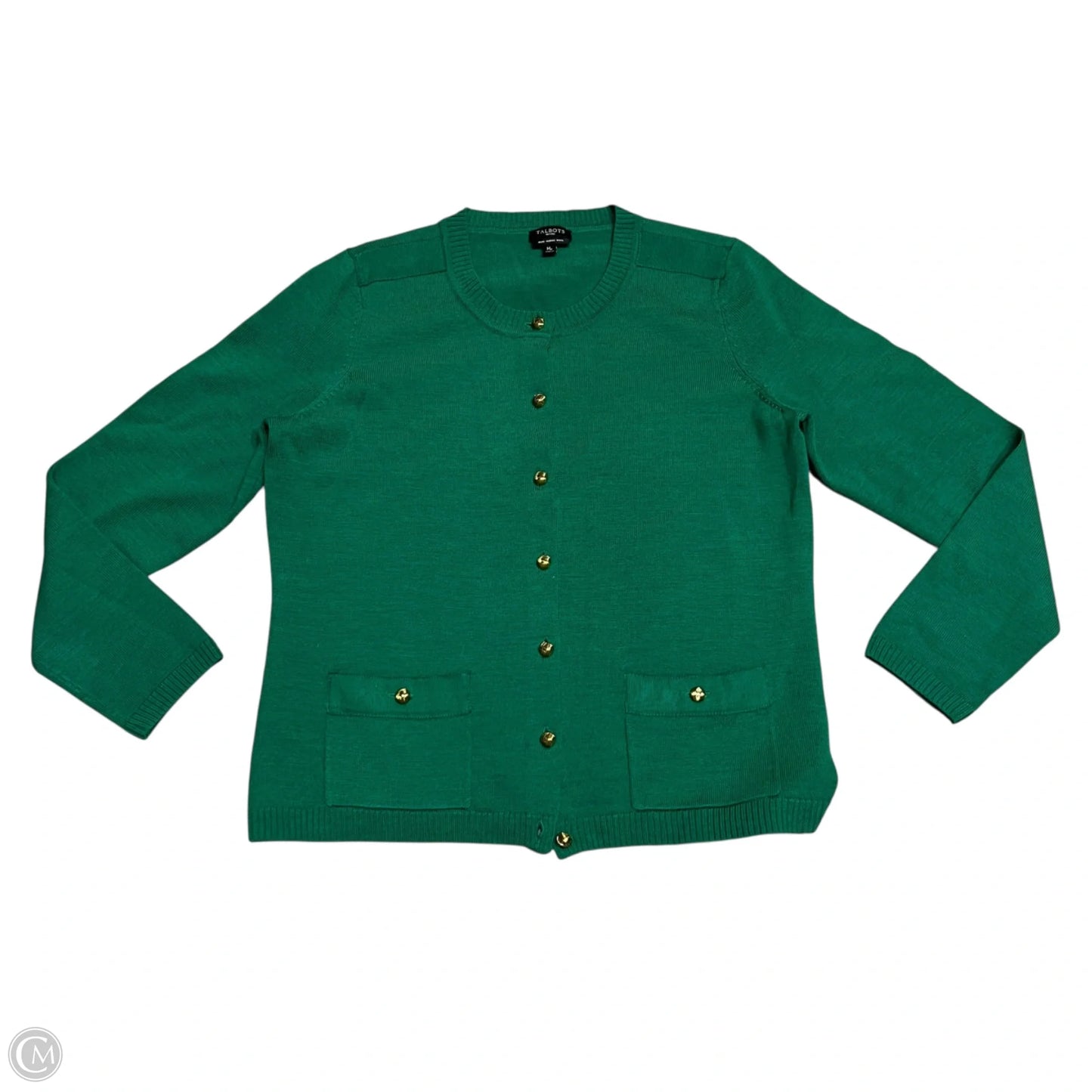 Sweater Cardigan By Talbots In Green, Size: Mp