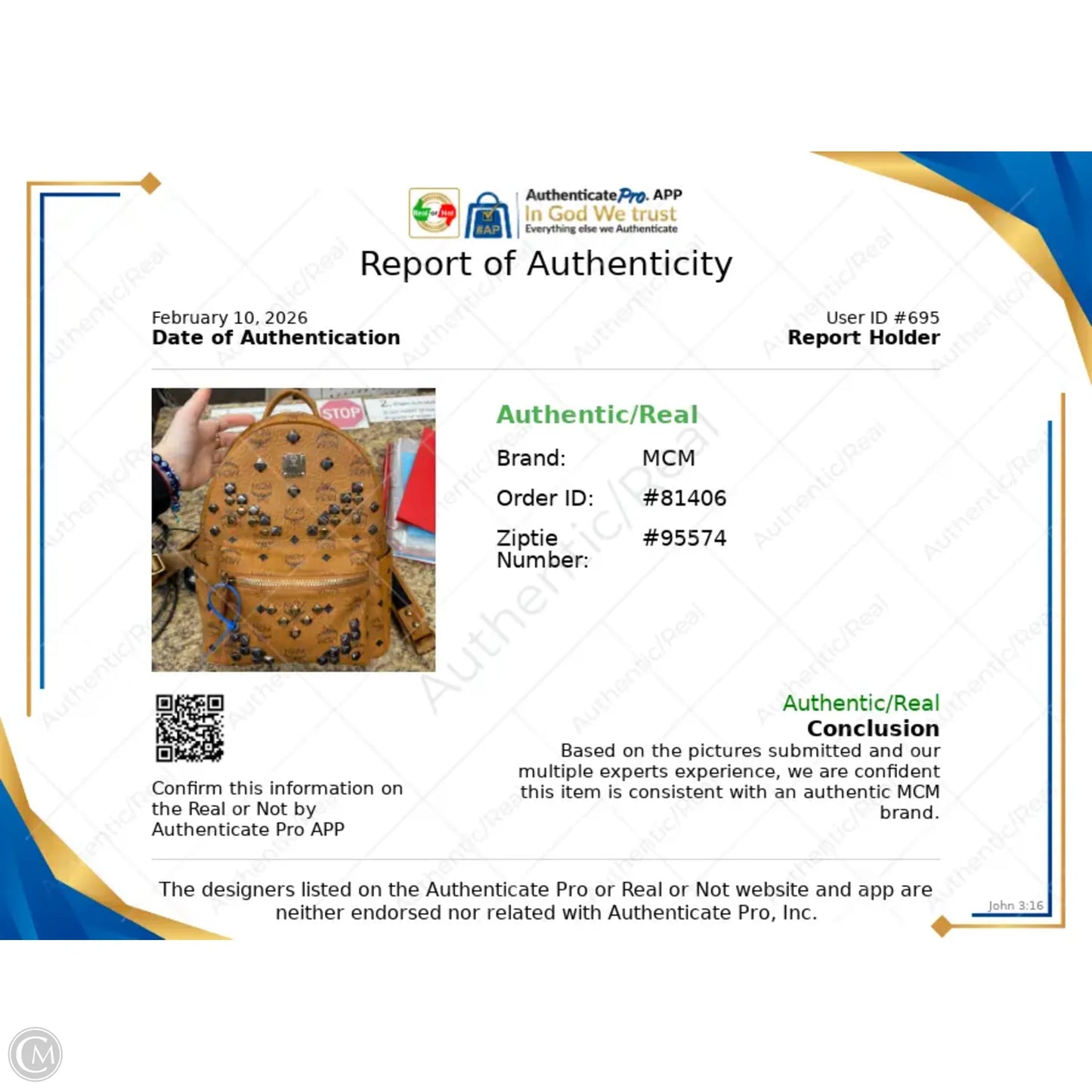 Backpack Luxury Designer By Mcm, Size: Medium