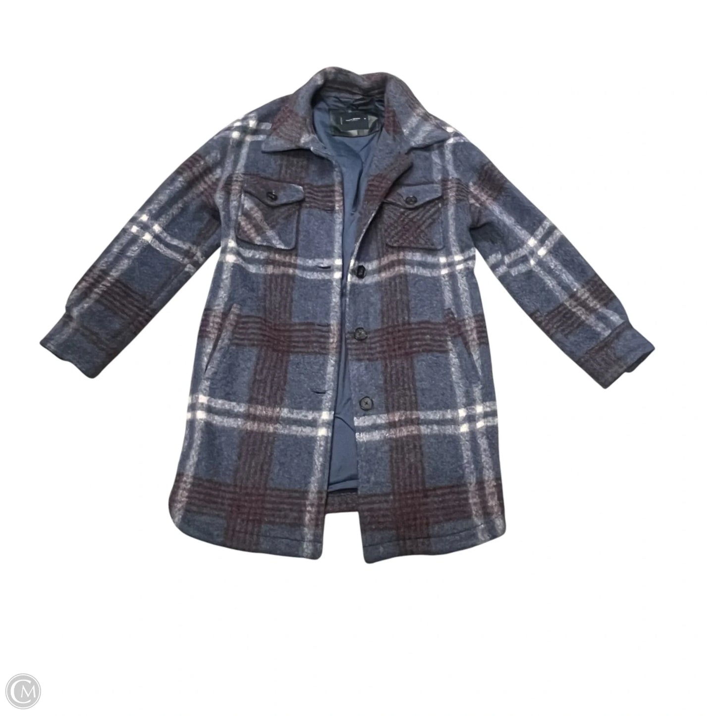 Coat Peacoat By Lucky Brand In Blue & Red, Size: M