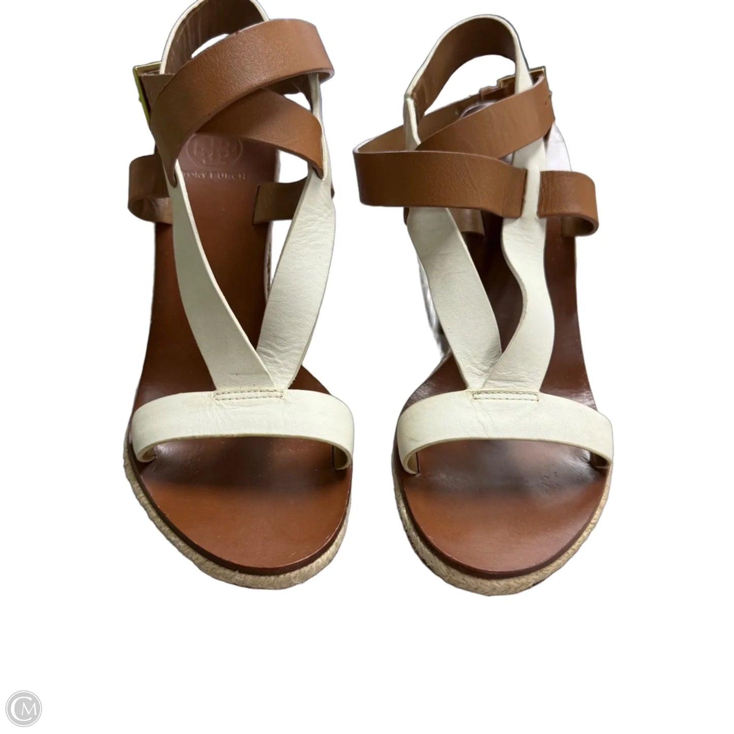Sandals Designer By Tory Burch In Brown & Cream, Size: 7