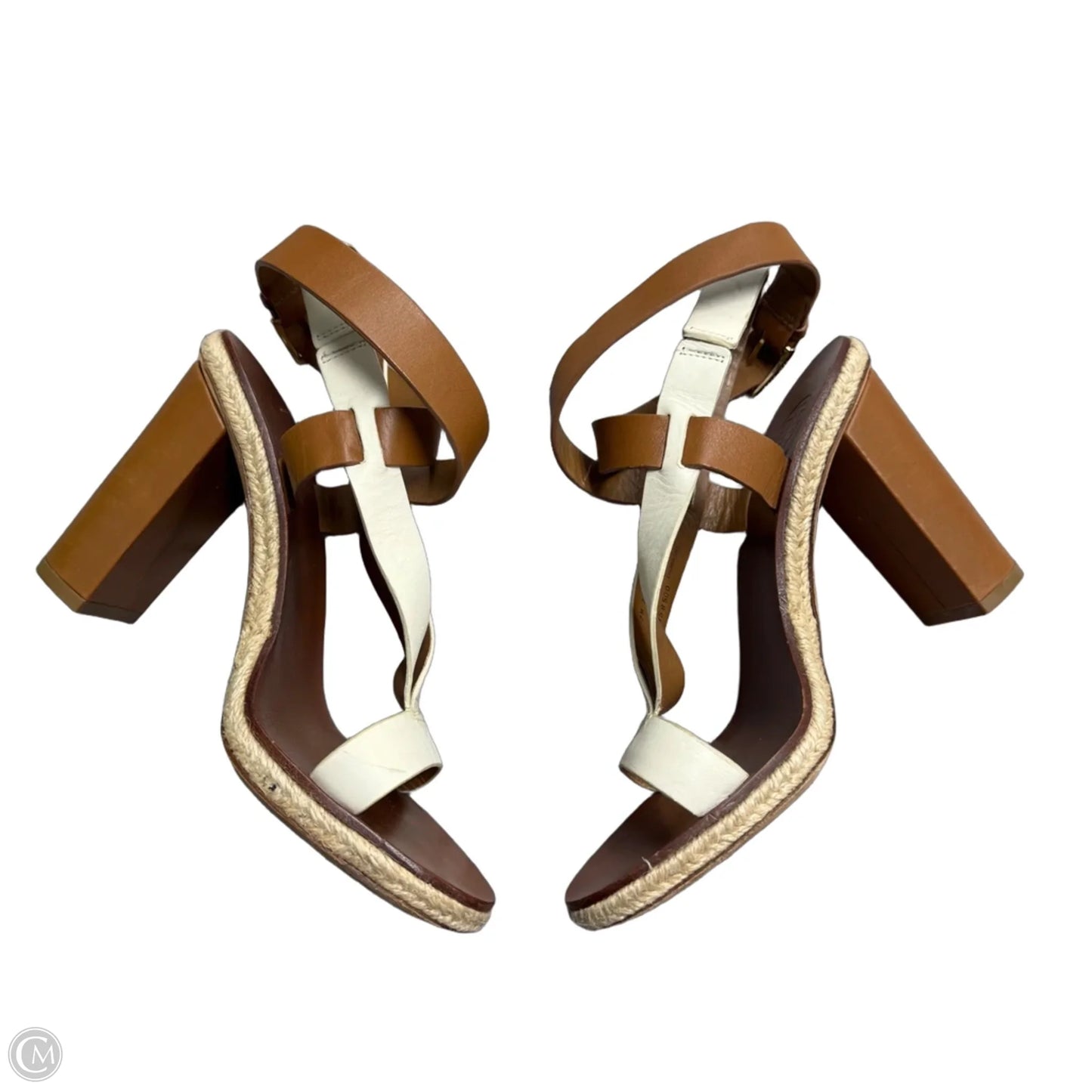 Sandals Designer By Tory Burch In Brown & Cream, Size: 7