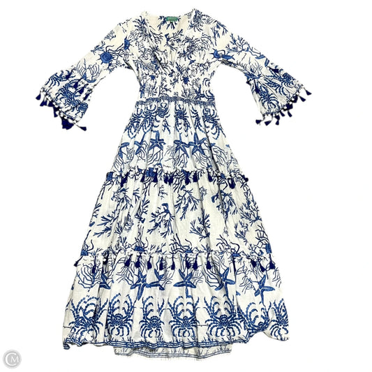 Dress Casual Maxi By Antico Santoria In Blue & White, Size: Osfm