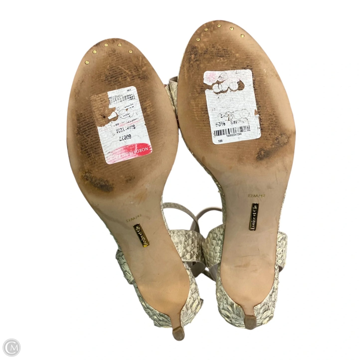 Sandals Heels Stiletto By Louise Et Cie In Gold, Size: 12