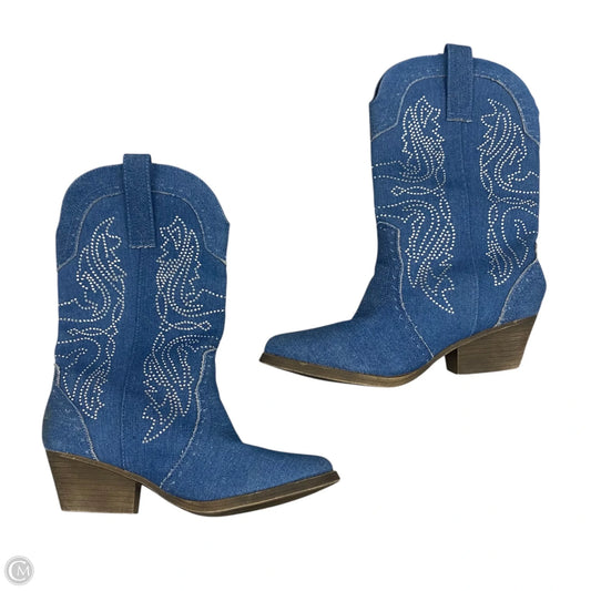 Boots Western By Sugar In Blue Denim, Size: 9