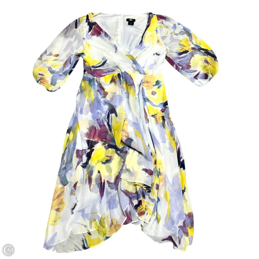 Dress Party Midi By Dkny In Purple & Yellow, Size: L