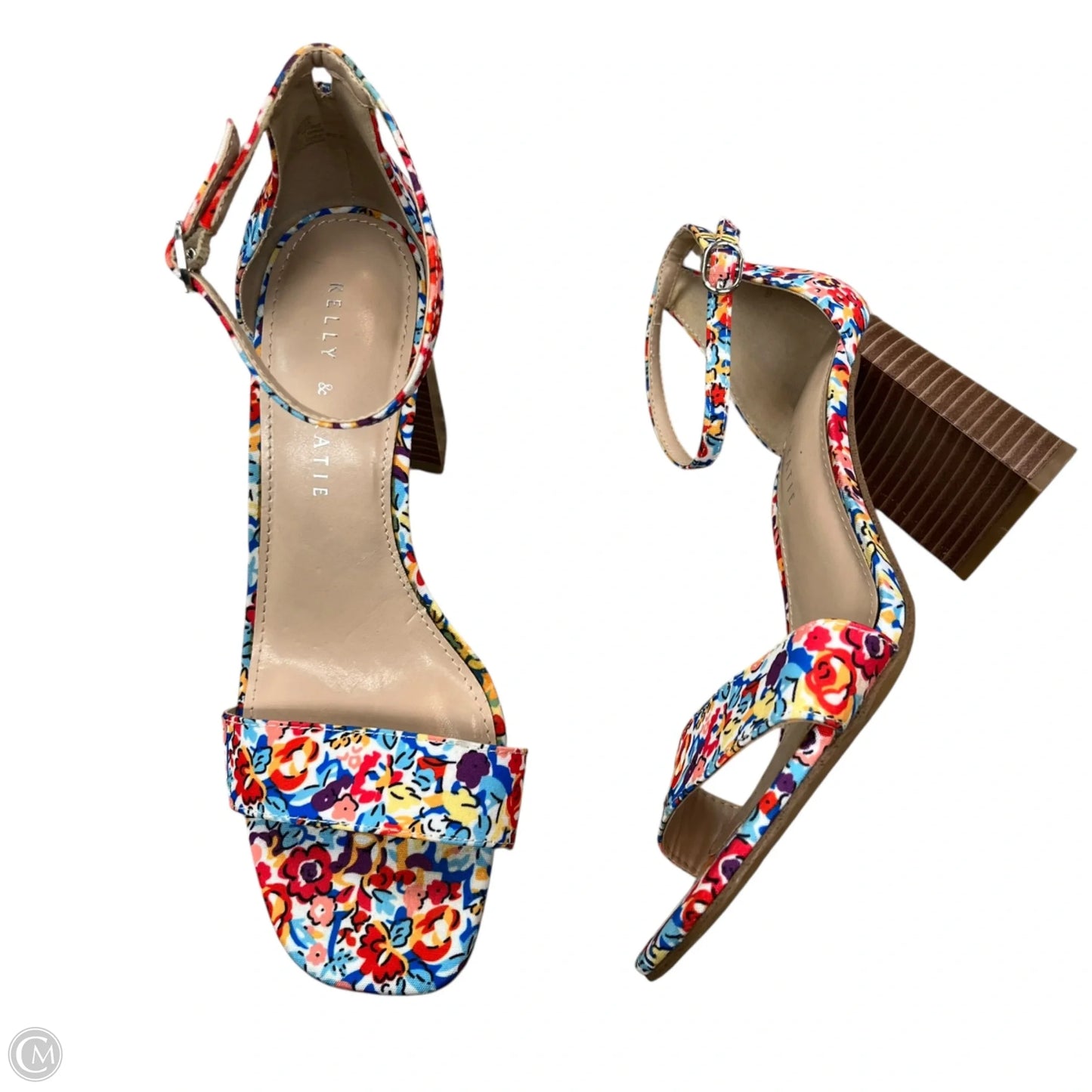 Sandals Heels Block By Kelly And Katie In Floral Print, Size: 7.5