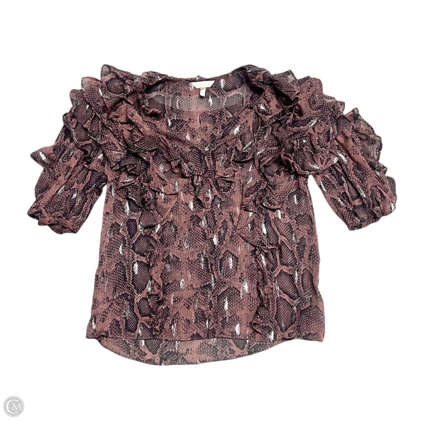 Top Short Sleeve By Rebecca Taylor In Snakeskin Print, Size: Xs