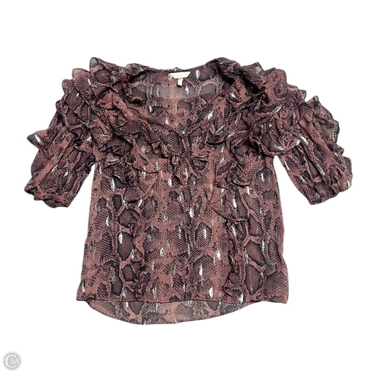 Top Short Sleeve By Rebecca Taylor In Snakeskin Print, Size: Xs