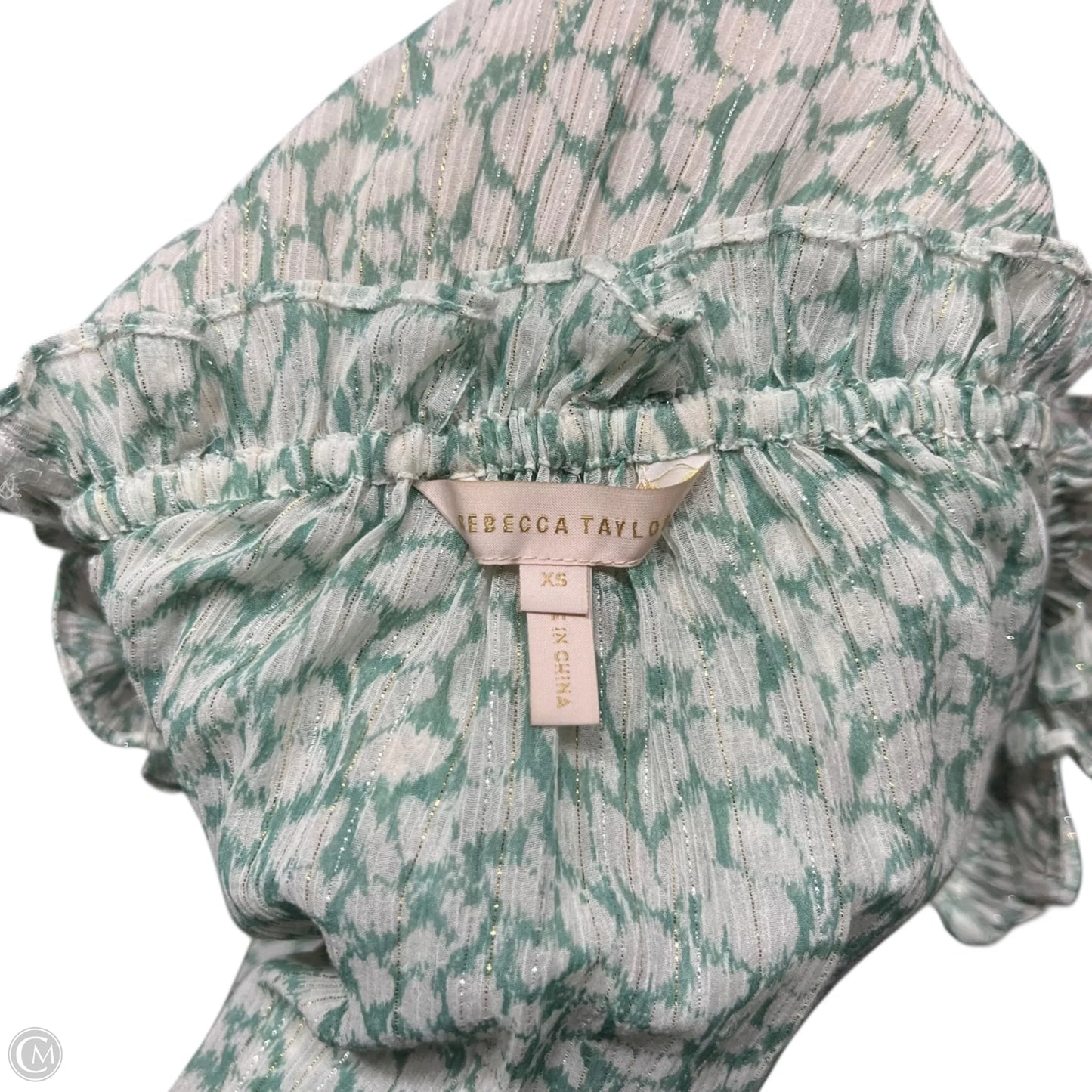 Dress Casual Short By Rebecca Taylor In Green & White, Size: Xs