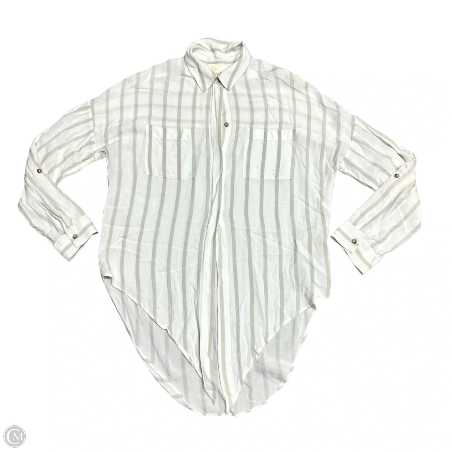 Top Long Sleeve By Maeve In Tan & White, Size: Xs