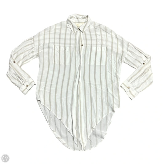 Top Long Sleeve By Maeve In Tan & White, Size: Xs