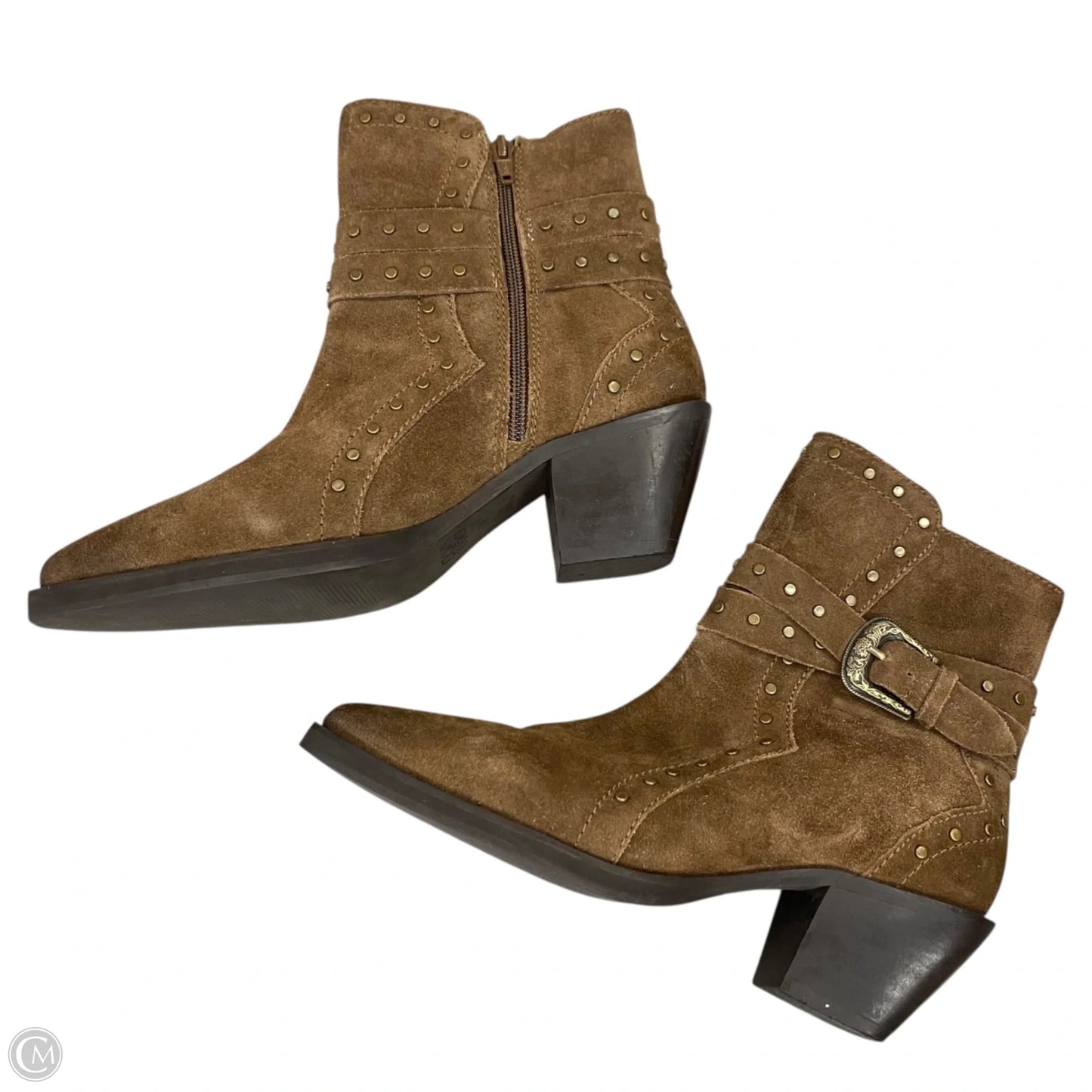 Boots Ankle Heels By Crown Vintage In Brown, Size: 7