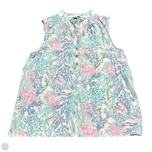 Top Sleeveless Designer By Lilly Pulitzer In Blue & Pink, Size: Xl