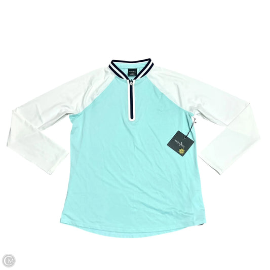 Athletic Top Long Sleeve Collar By Belyn Key In Blue & White, Size: S