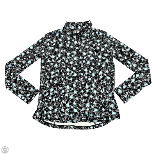 Athletic Top Long Sleeve Collar By Belyn Key In Black & Blue, Size: S