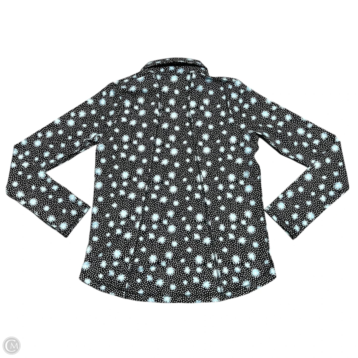 Athletic Top Long Sleeve Collar By Belyn Key In Black & Blue, Size: S