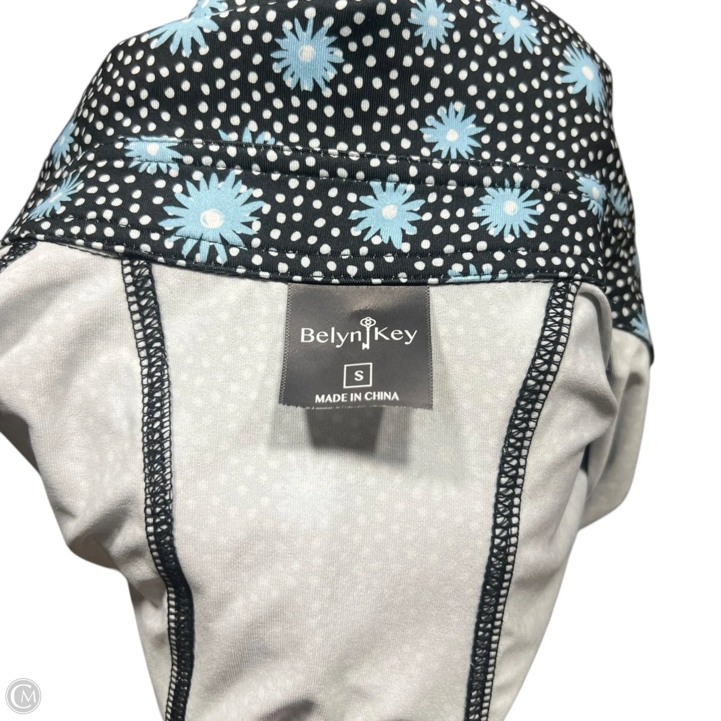 Athletic Top Long Sleeve Collar By Belyn Key In Black & Blue, Size: S