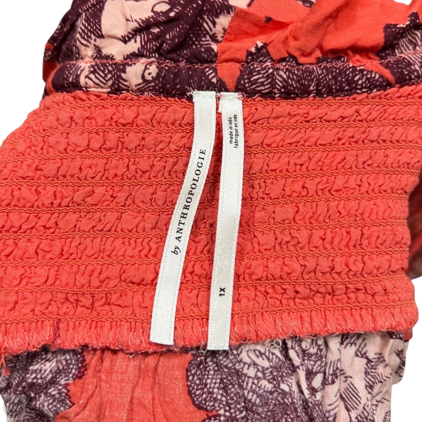 Dress Casual Midi By Anthropologie In Orange & Purple, Size: 1x