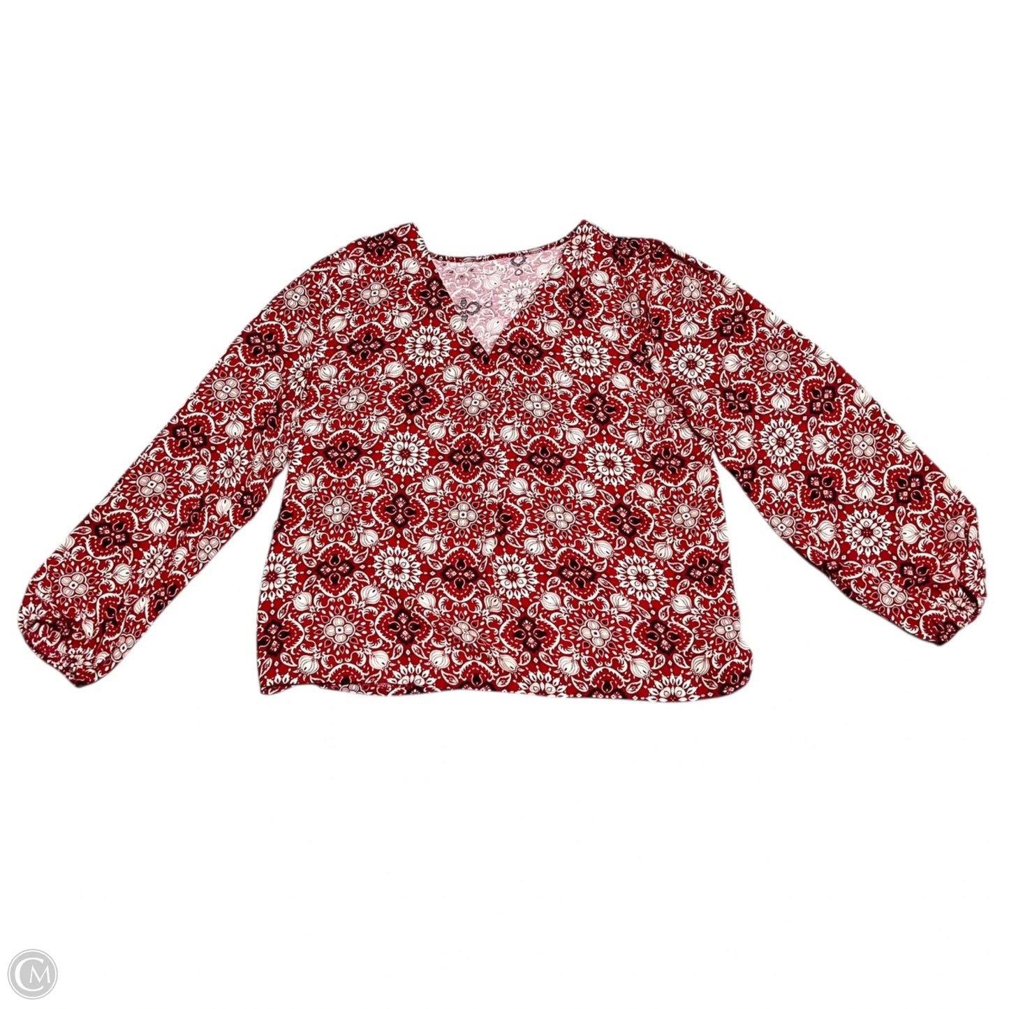 Top Long Sleeve By Loft In Black & Red, Size: Xl