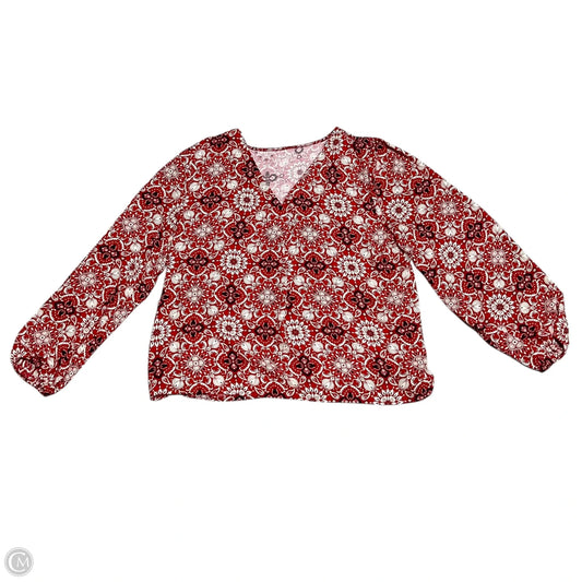 Top Long Sleeve By Loft In Black & Red, Size: Xl