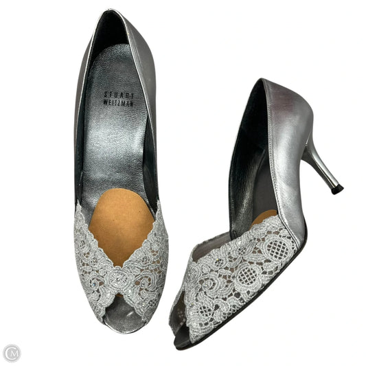 Sandals Designer By Stuart Weitzman In Silver, Size: 7.5