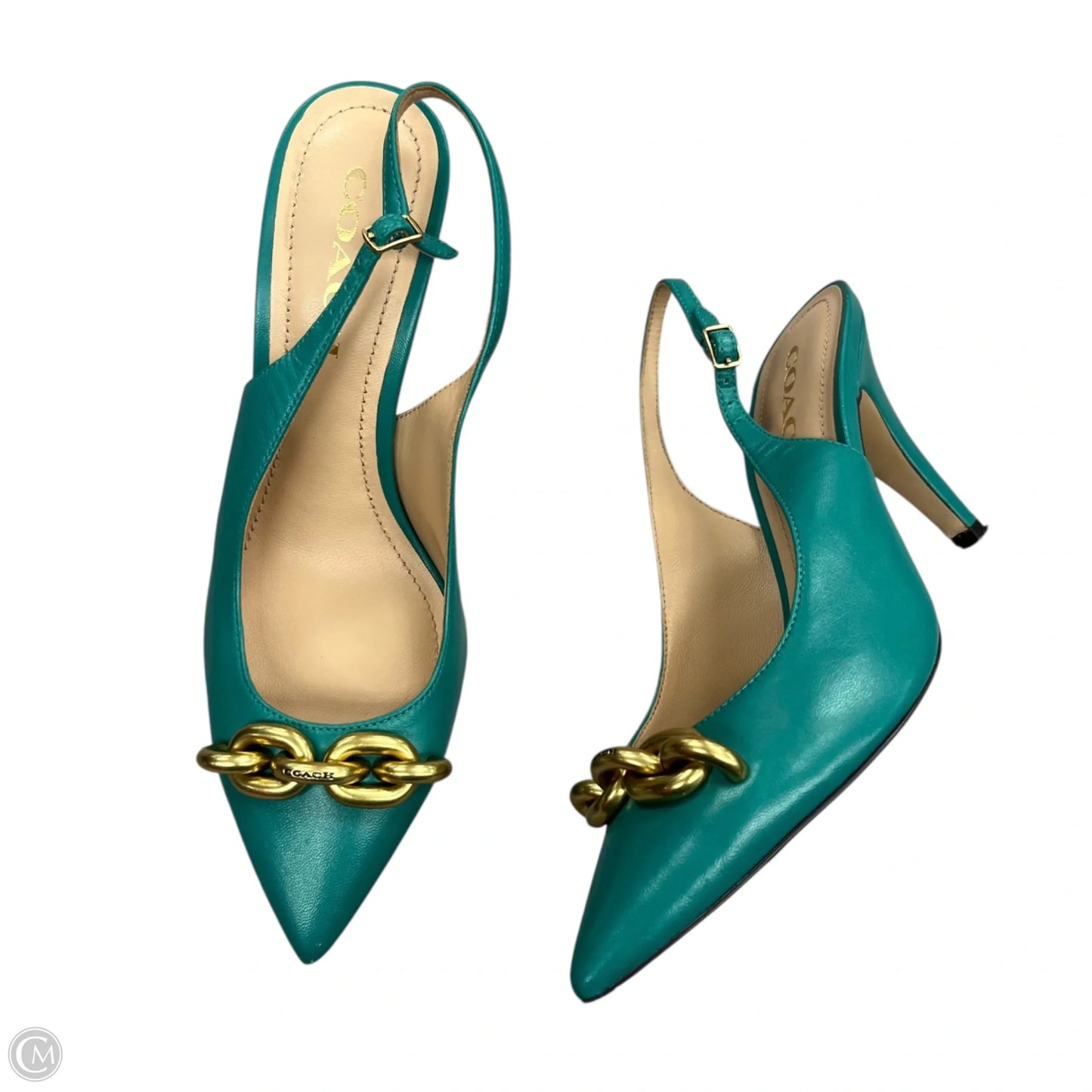 Shoes Designer By Coach In Gold & Green, Size: 6.5