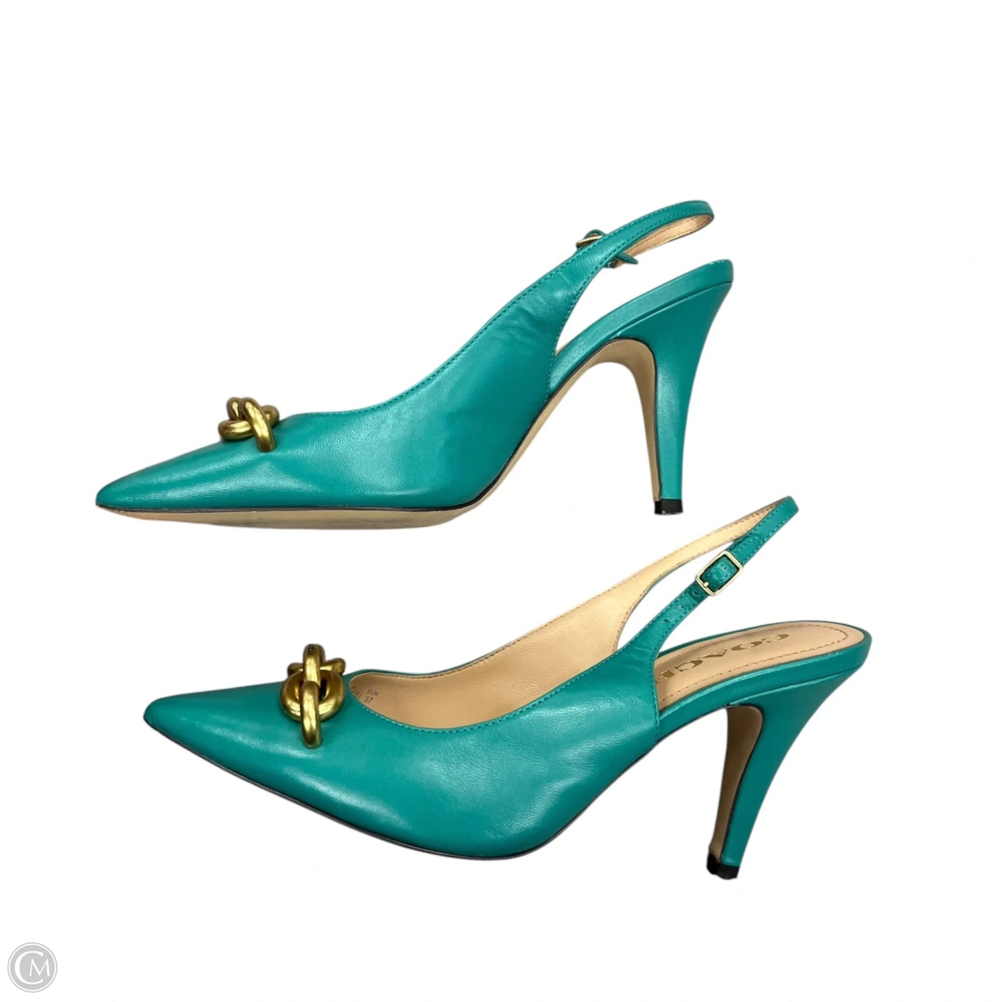 Shoes Designer By Coach In Gold & Green, Size: 6.5