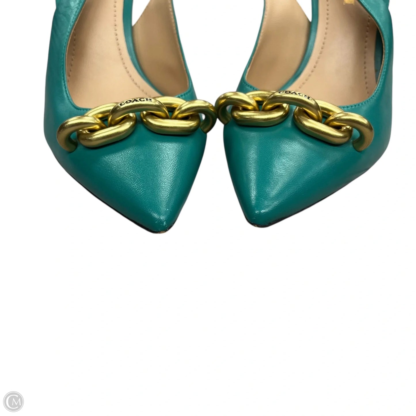 Shoes Designer By Coach In Gold & Green, Size: 6.5