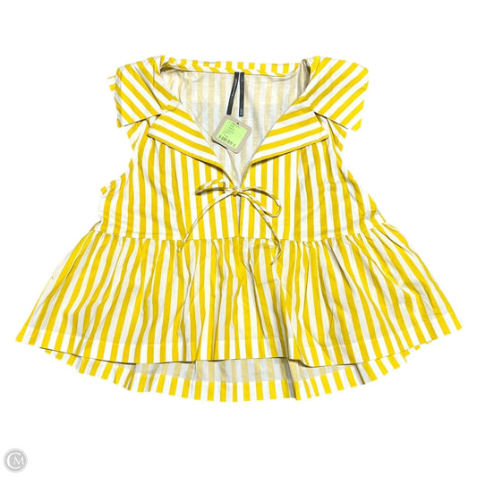 Top Sleeveless By Anthropologie In White & Yellow, Size: S