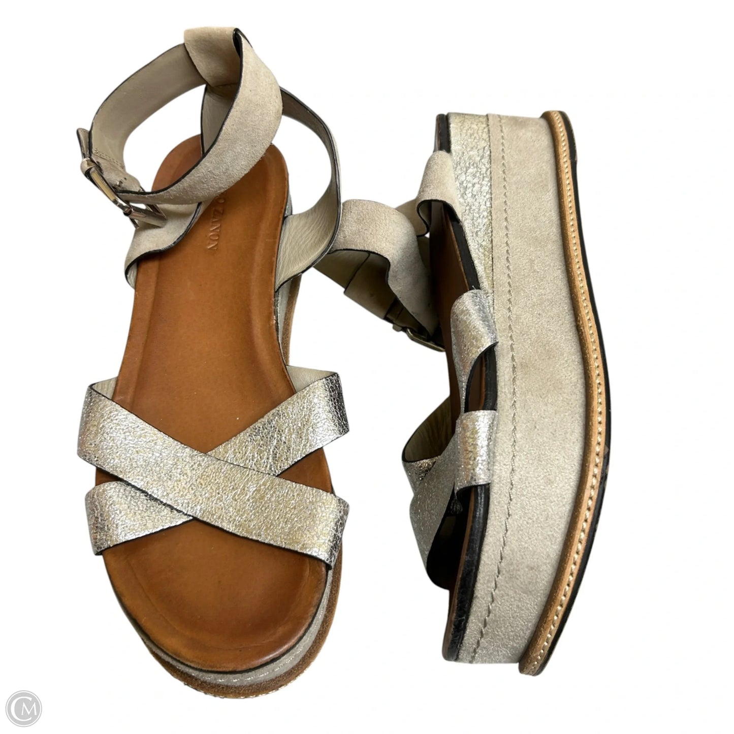Sandals Flats By Elvio Zanon In Silver, Size: 8.5
