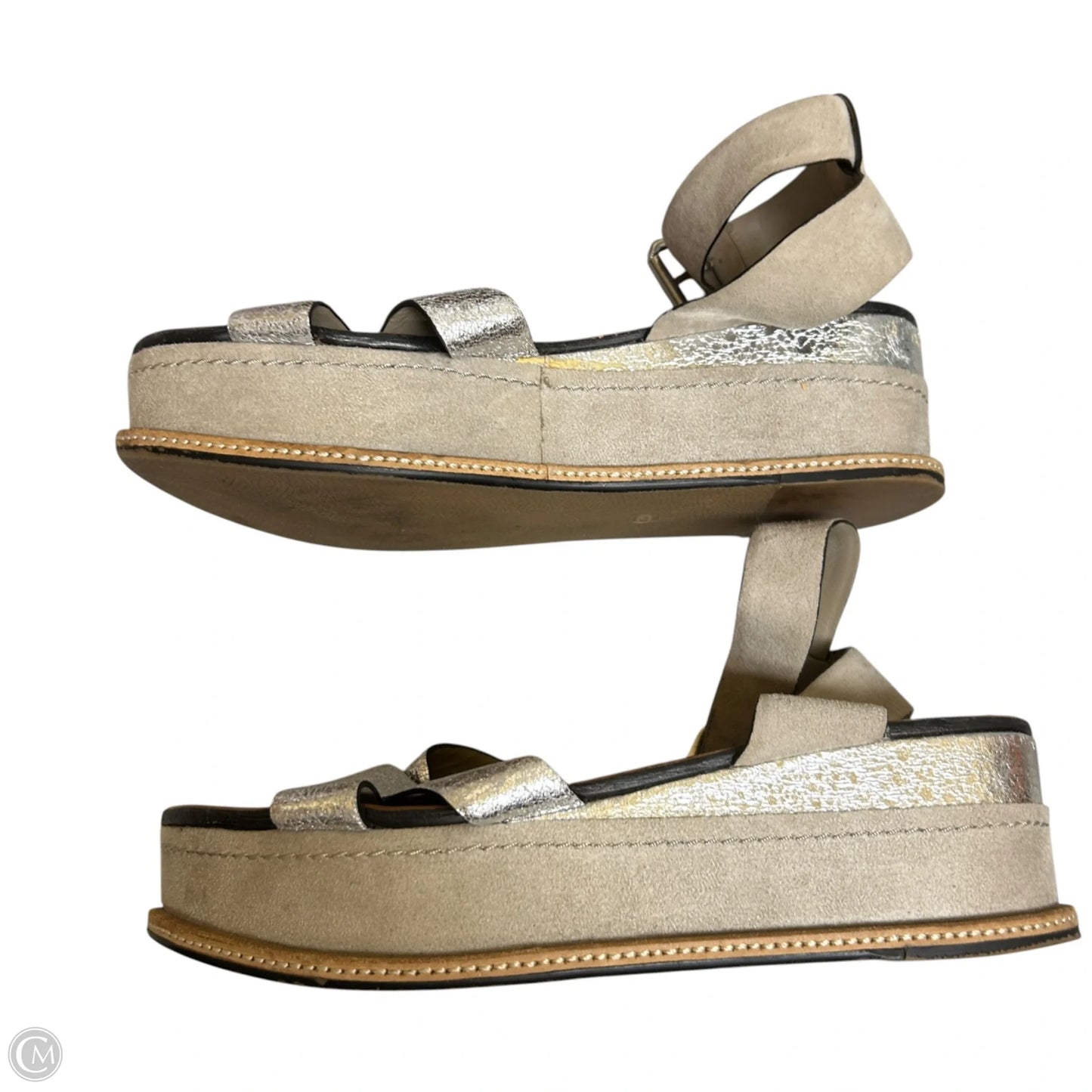 Sandals Flats By Elvio Zanon In Silver, Size: 8.5