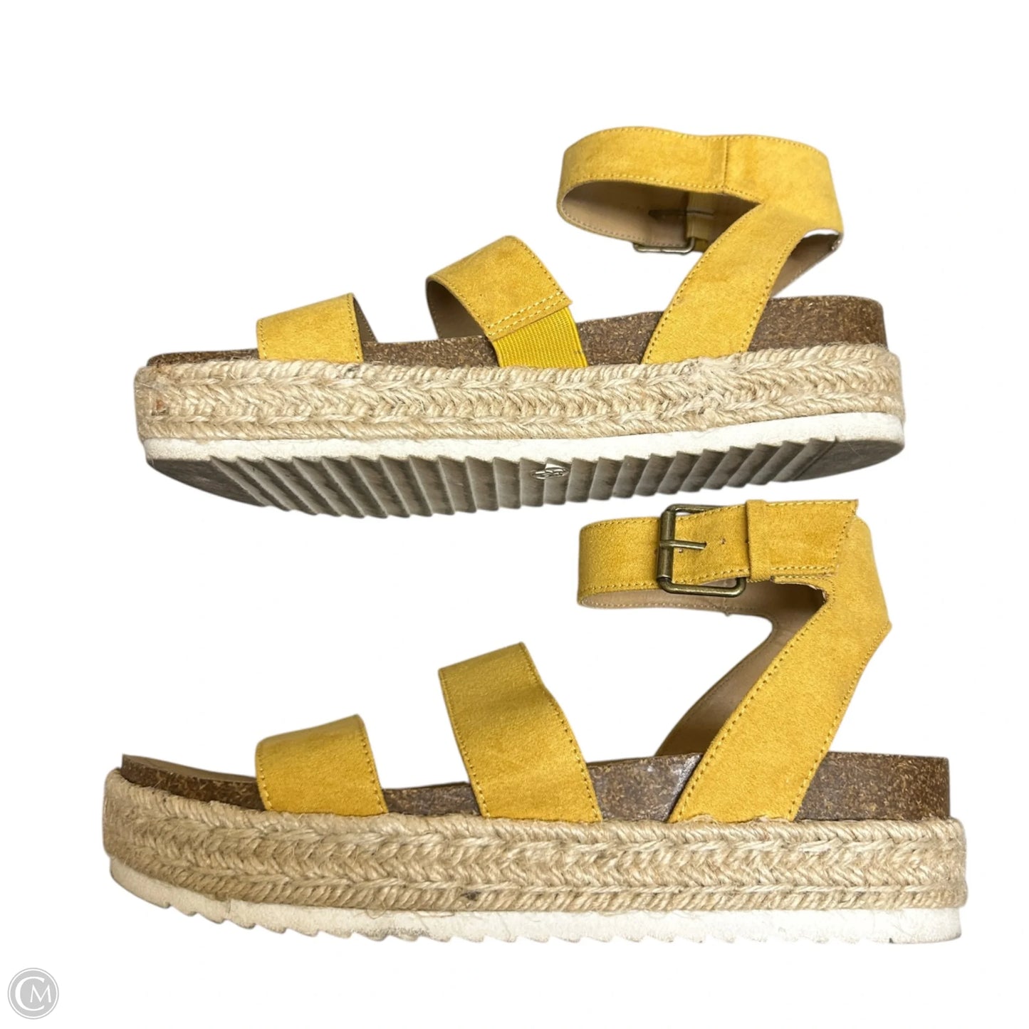Sandals Heels Platform By Universal Thread In Yellow, Size: 9.5