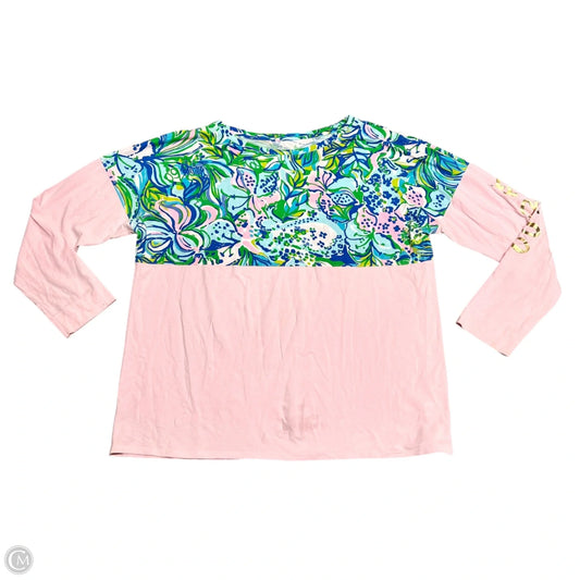 Top Long Sleeve Designer By Lilly Pulitzer In Blue & Pink, Size: Xl