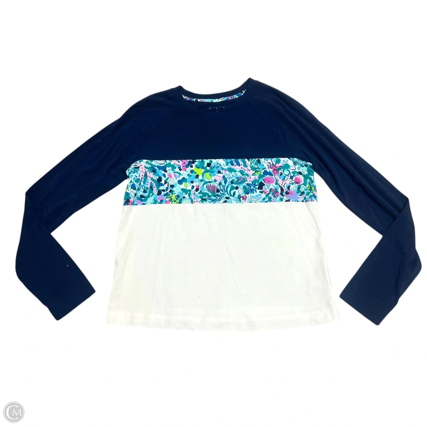 Top Long Sleeve Designer By Lilly Pulitzer In Blue & White, Size: Xs