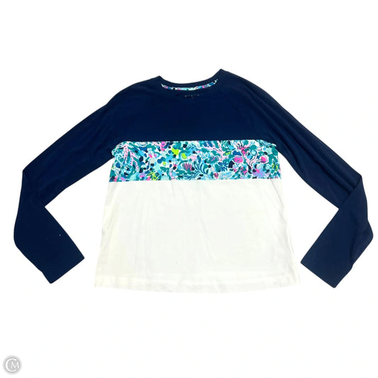 Top Long Sleeve Designer By Lilly Pulitzer In Blue & White, Size: Xs