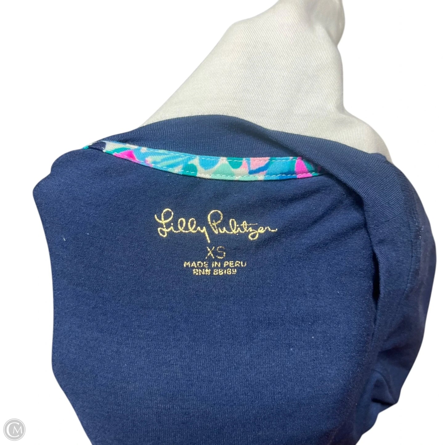 Top Long Sleeve Designer By Lilly Pulitzer In Blue & White, Size: Xs