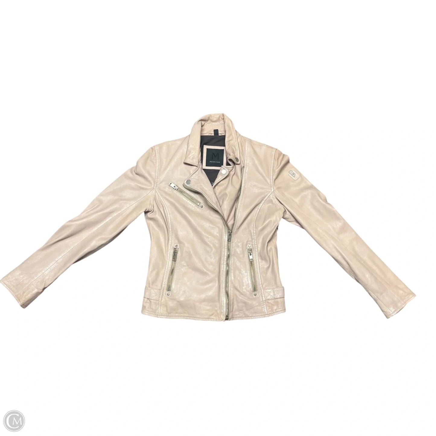 Jacket Moto Leather By Mauritius In Tan, Size: S