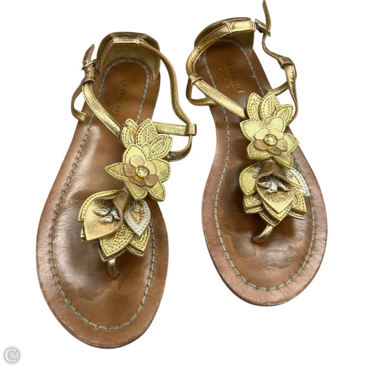 Sandals Designer By Coach In Gold, Size: 6.5
