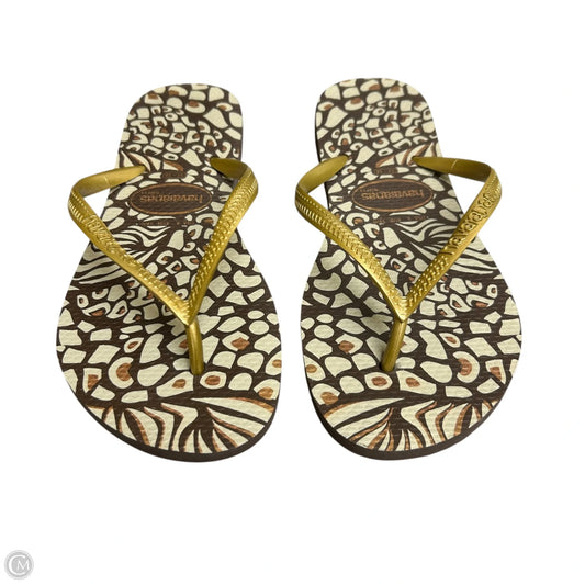 Sandals Flats By Havaianas In Brown & Gold, Size: 6