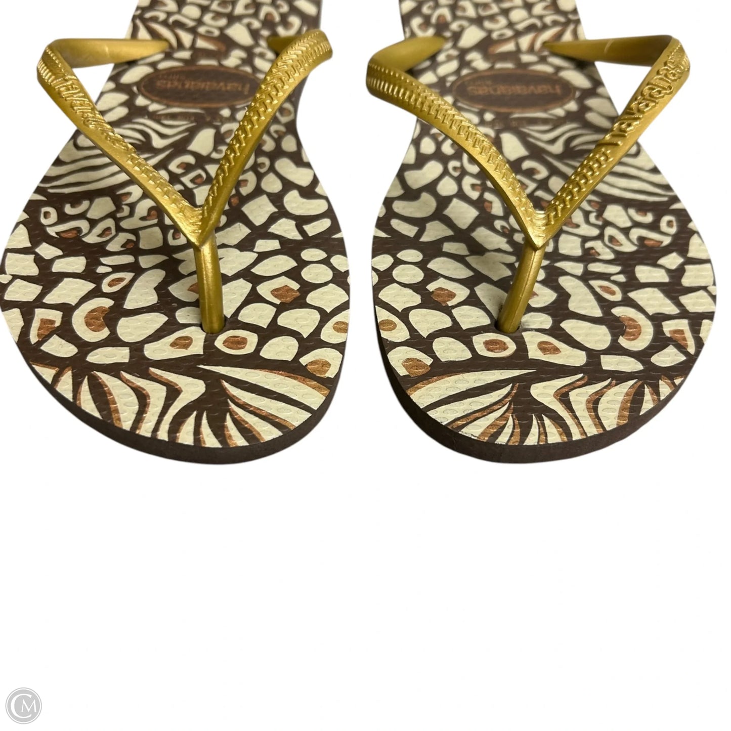 Sandals Flats By Havaianas In Brown & Gold, Size: 6