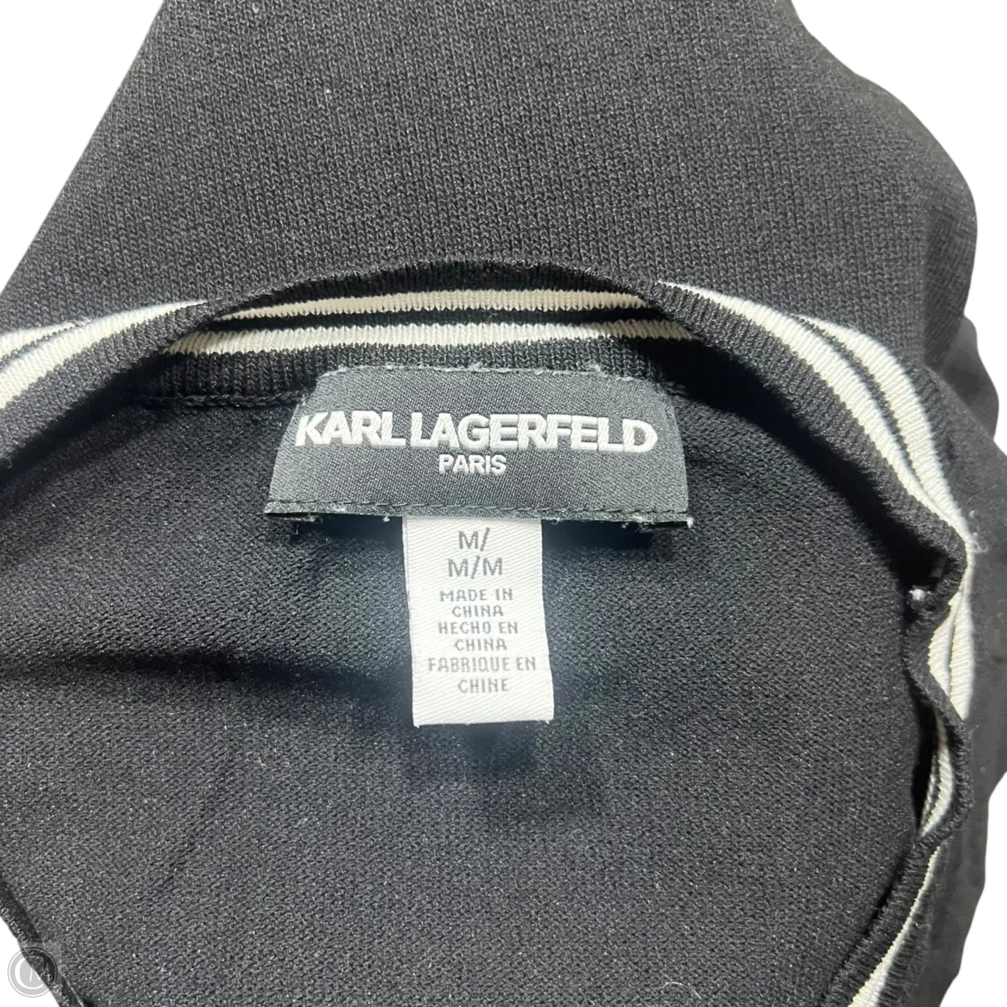 Top Short Sleeve Designer By Karl Lagerfeld In Black & White, Size: M