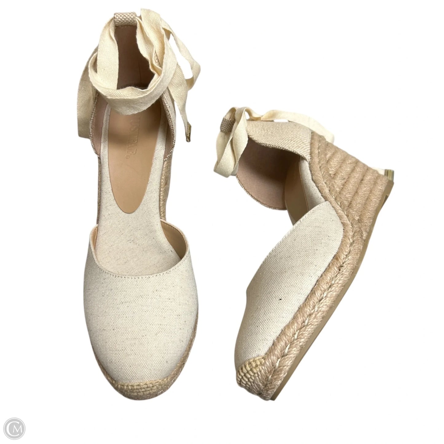 Shoes Heels Wedge By Just Fab In Cream, Size: 9