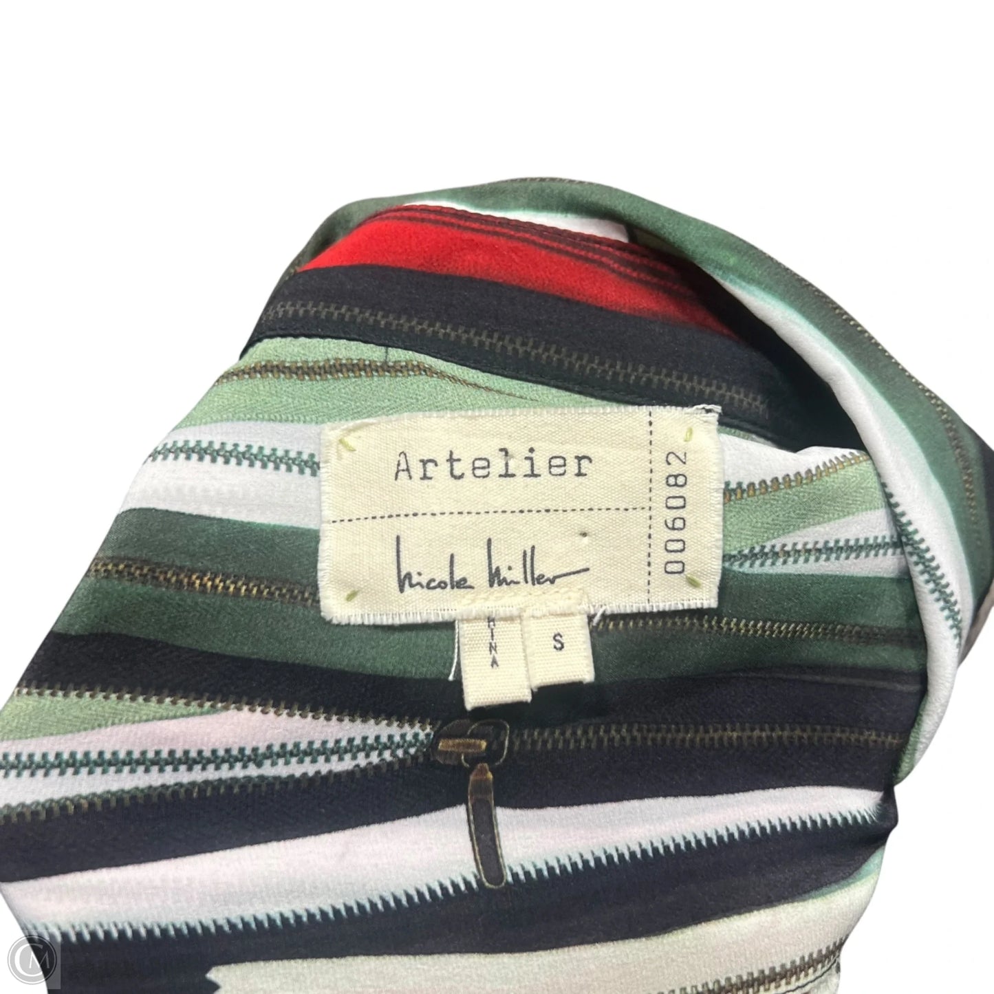 Top Long Sleeve By Nicole Miller In Green & Red, Size: S