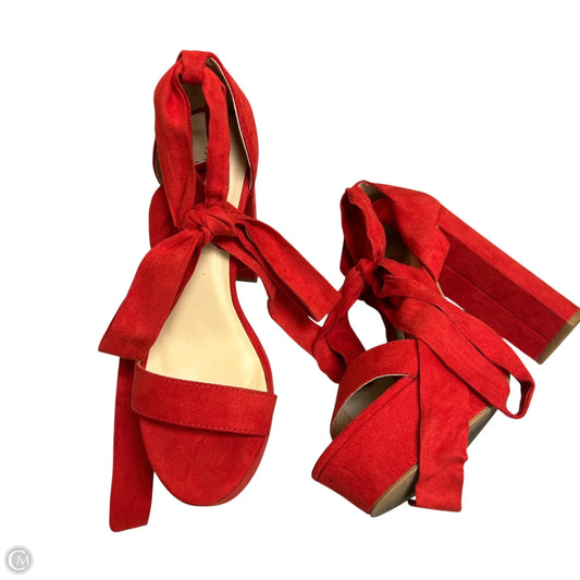 Sandals Heels Block By Fashion Nova In Red, Size: 8.5
