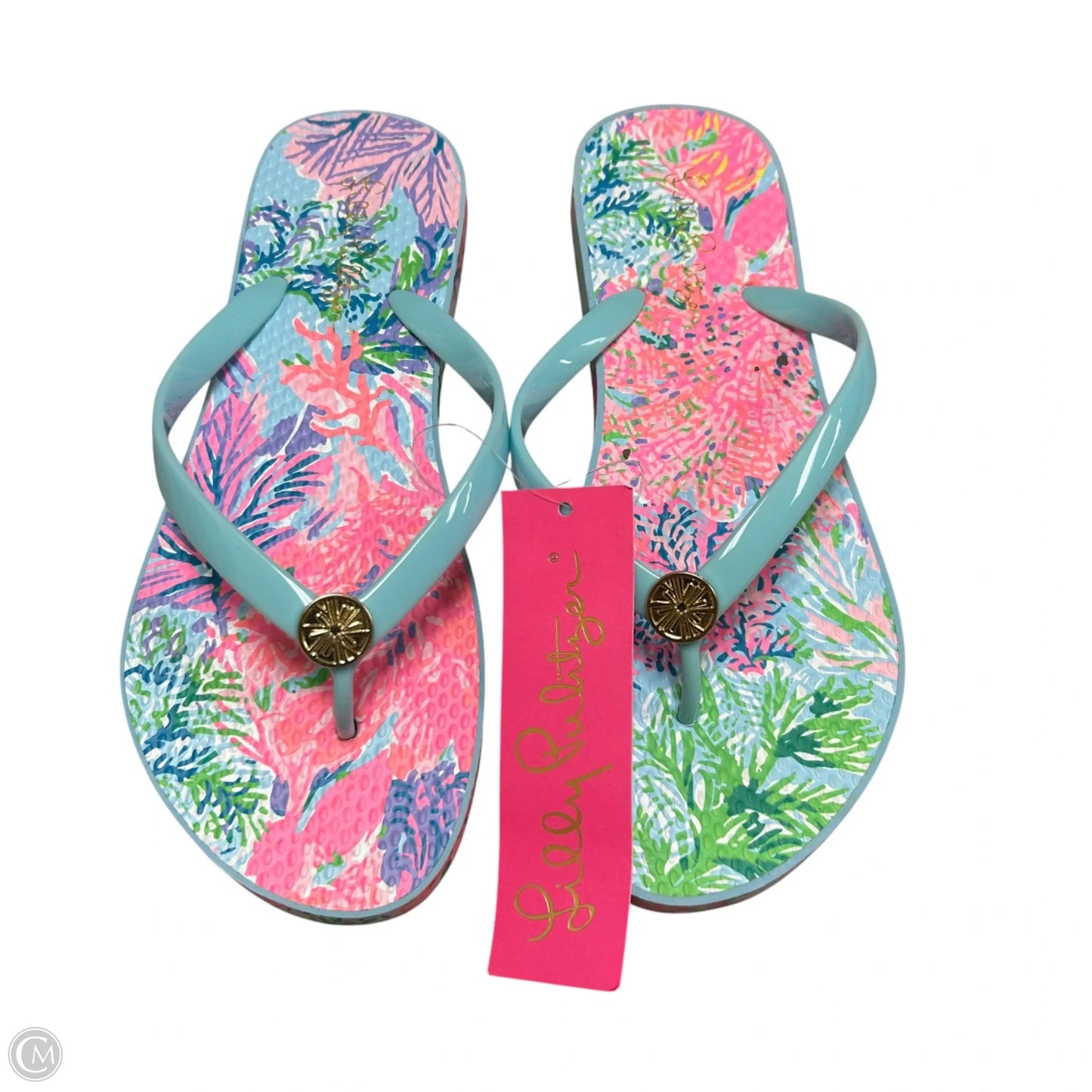 Sandals Designer By Lilly Pulitzer In Blue & Pink, Size: 7