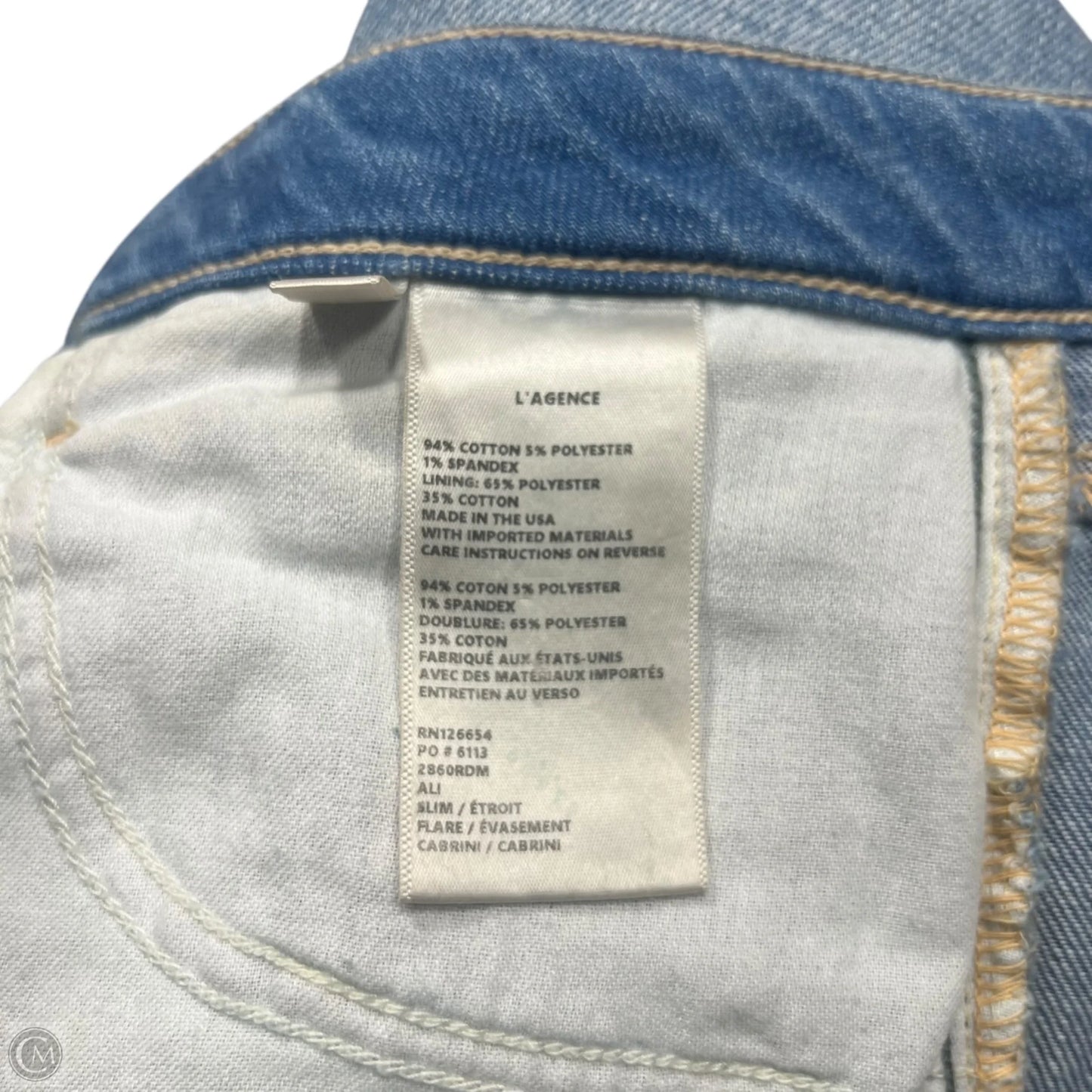 Jeans Straight By L Agence In Blue Denim, Size: 2